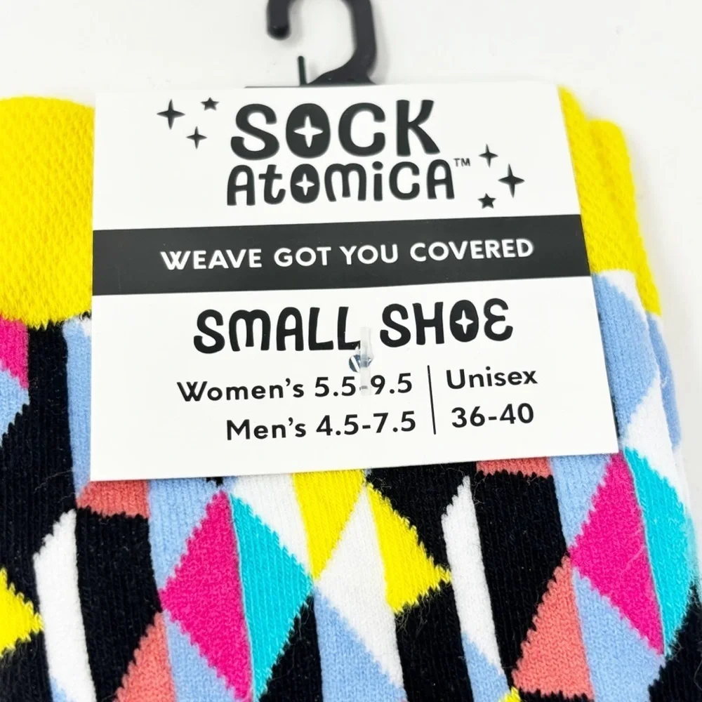 New SOCK ATOMICA Women’s Multicolor Geometric Print Mid Calf Socks 5.5 - 9.5